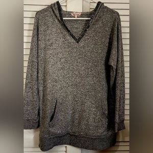 Juicy Couture Rhinestone lined hoodie with kangaroo pocket- hip slit- L
